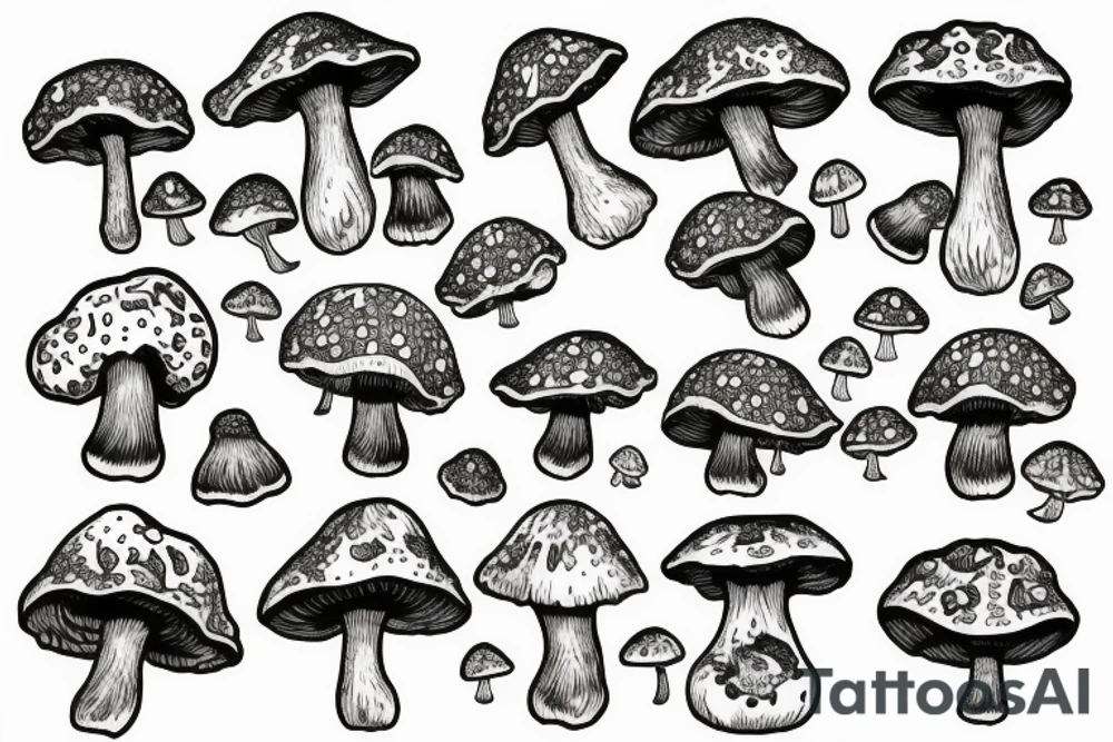 nuclear explosion in the form of a fly agaric mushroom tattoo idea