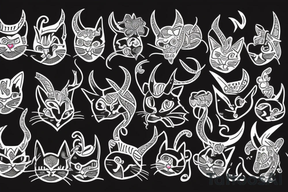 cat with horns tattoo idea