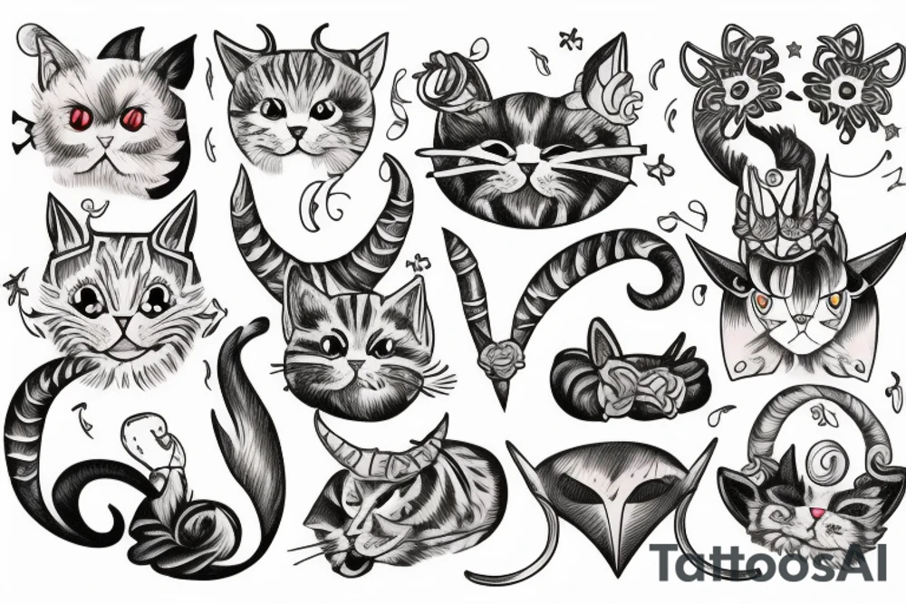 cat with horns tattoo idea