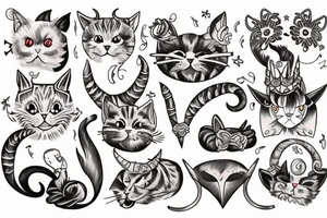 cat with horns tattoo idea