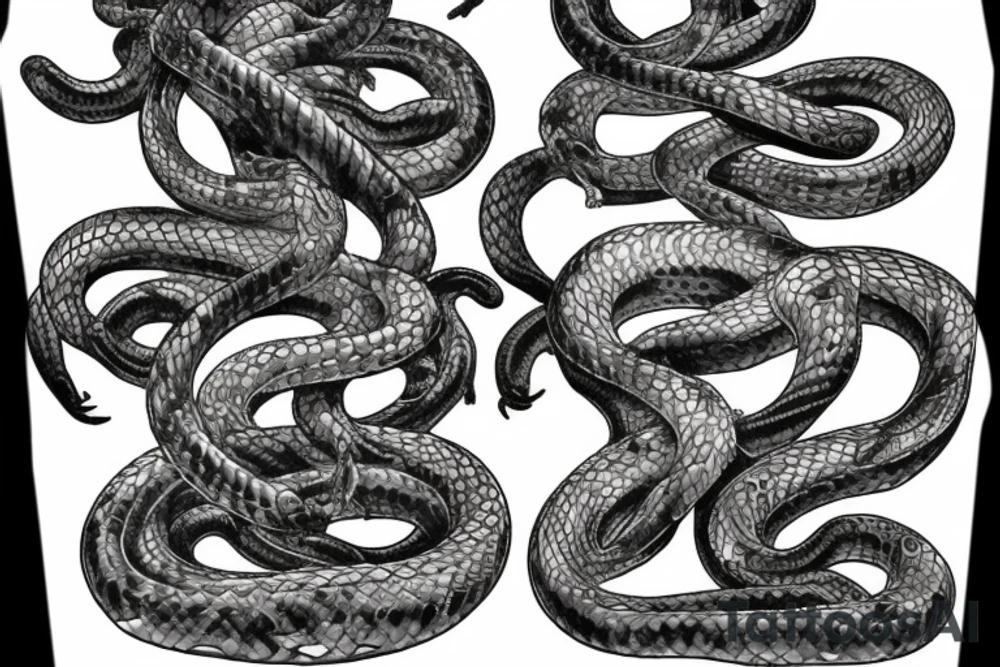 Medusa with seven snakes holding the scales of justice tattoo idea