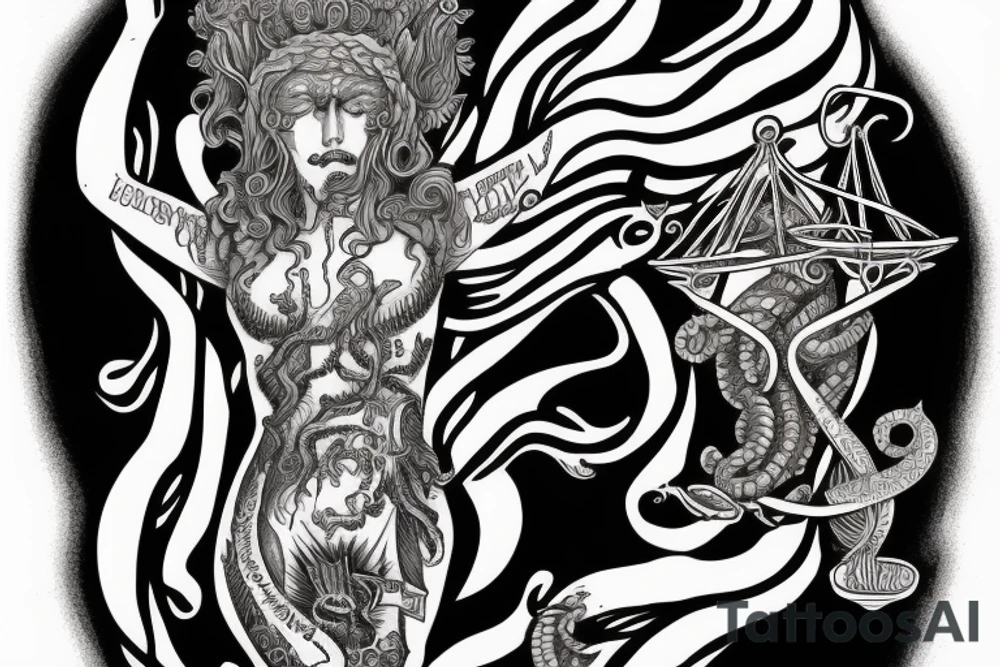 Medusa holding scales of justice tattoo idea