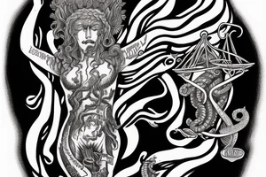 Medusa holding scales of justice tattoo idea