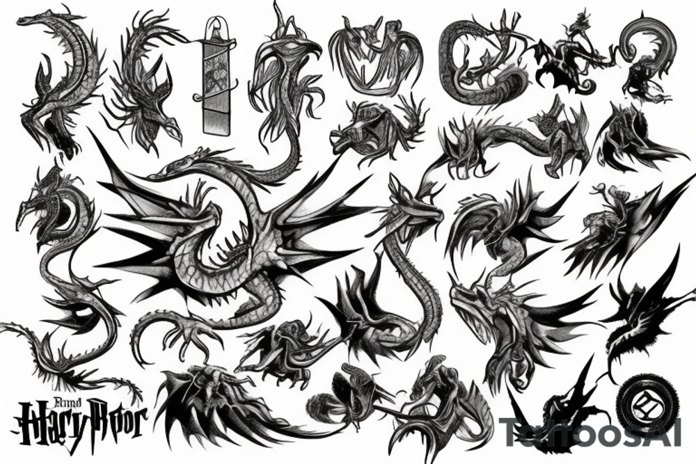 Dragón and Harry Potter tattoo idea