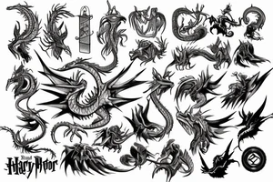 Dragón and Harry Potter tattoo idea