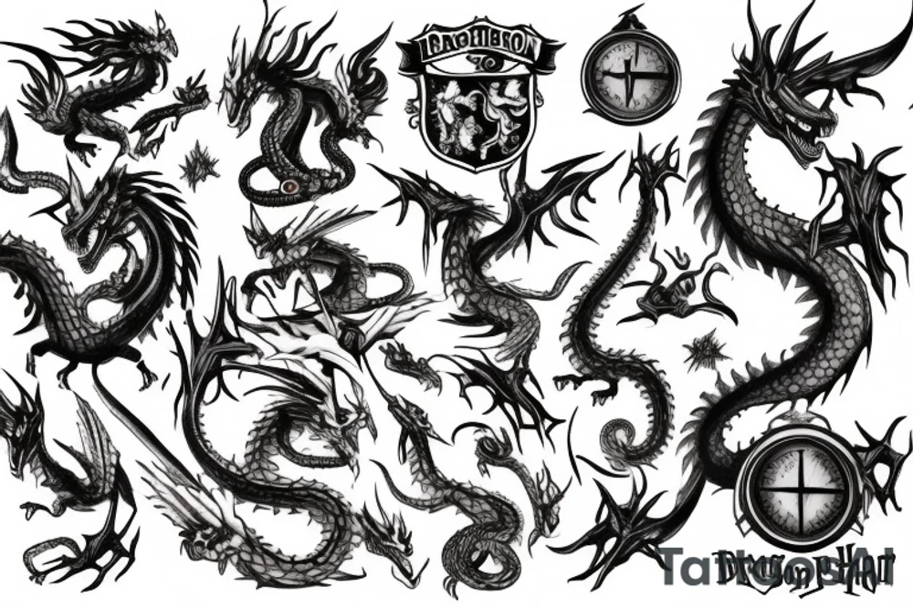 Dragón and Harry Potter tattoo idea