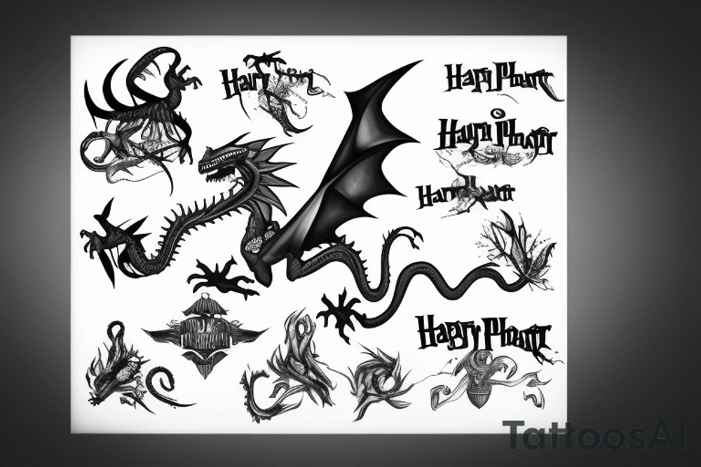 Dragón and Harry Potter tattoo idea