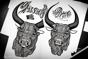 Musclular bull tattoo idea