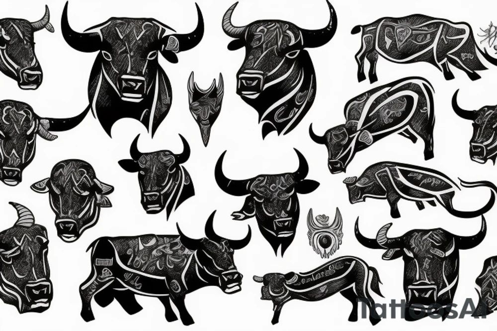 Musclular bull tattoo idea
