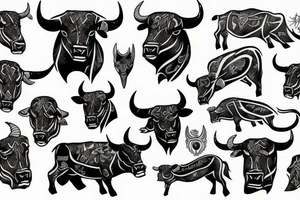 Musclular bull tattoo idea