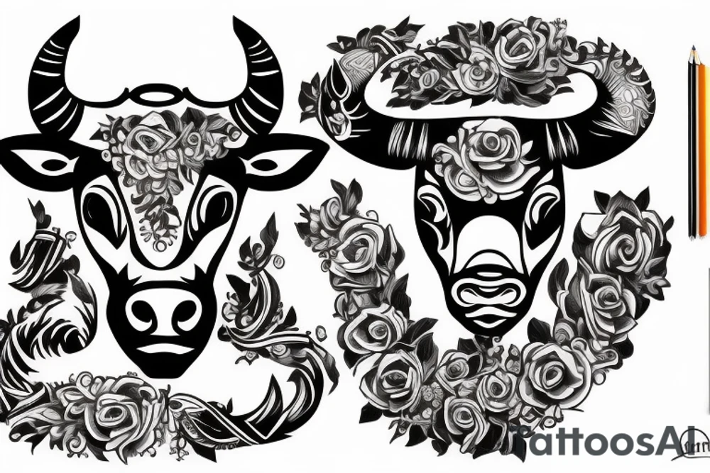 Muscular bull tattoo idea
