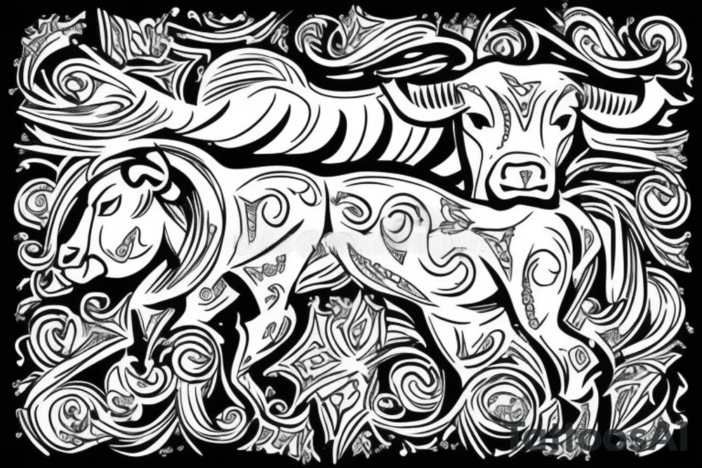 Muscular bull tattoo idea