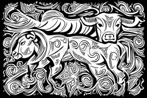 Muscular bull tattoo idea