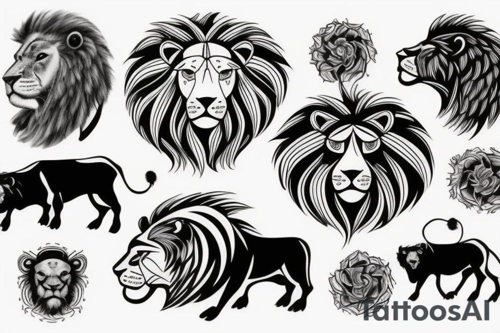 Bull, muscle, lion tattoo idea