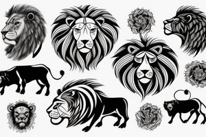 Bull, muscle, lion tattoo idea