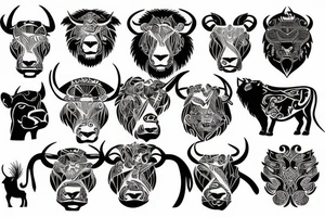 Bull, muscle, lion tattoo idea