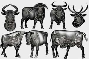 Ancient greek muscular bull tattoo idea