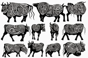 Ancient greek muscular bull tattoo idea