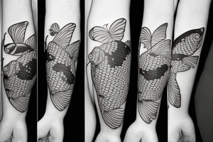 Butterfly and koi fish tattoo idea