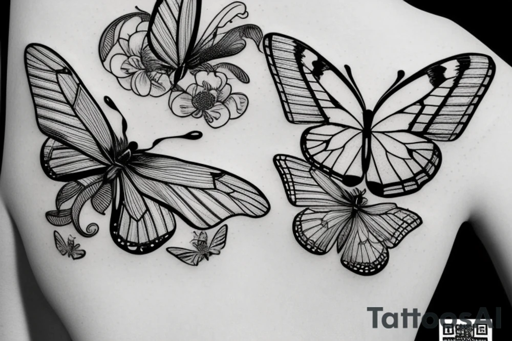 Butterfly line work tattoo idea