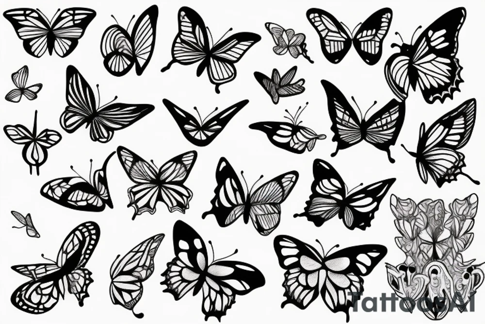 Butterfly line work tattoo idea