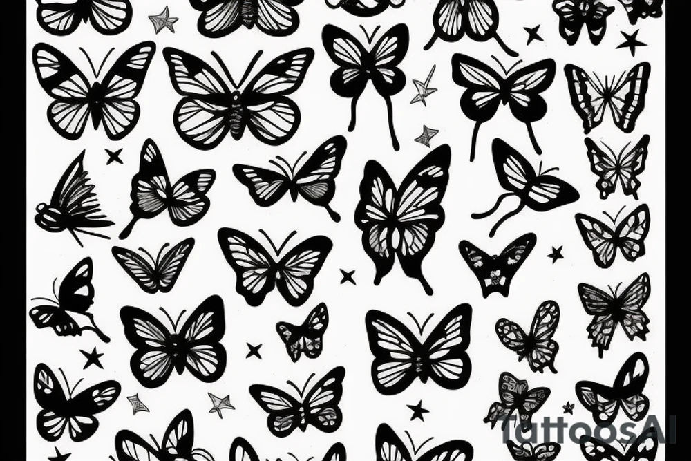 Butterfly stars tattoo idea