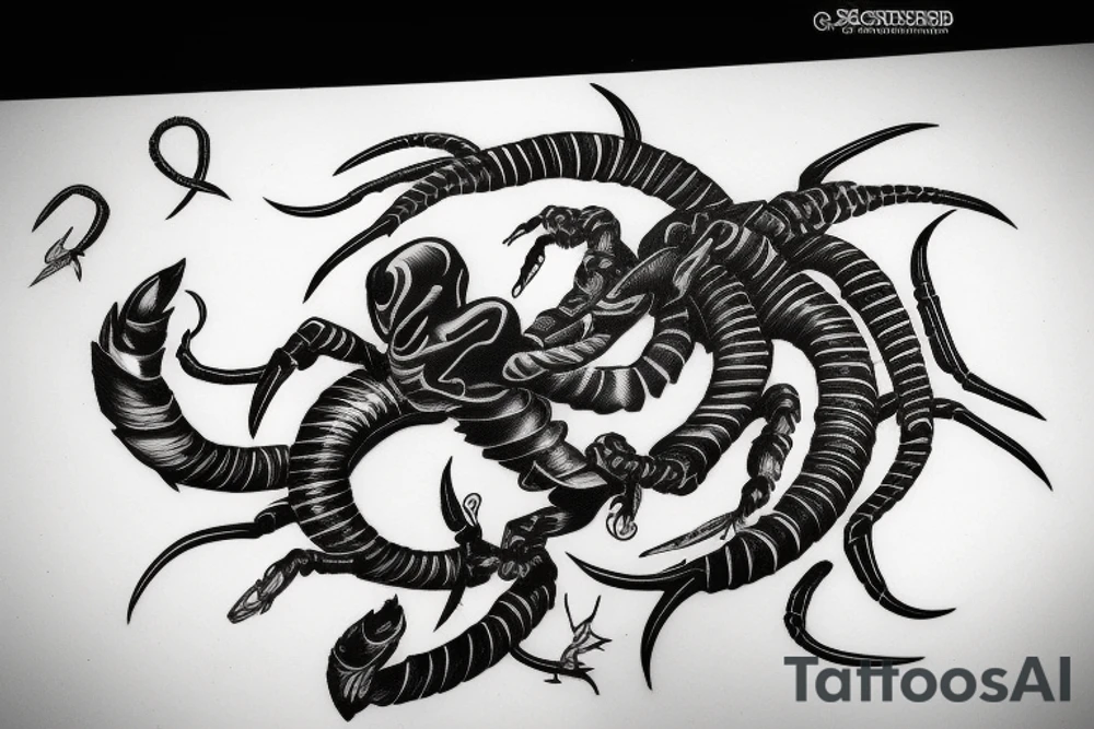 Scorpion, lightning, 9 realms, tattoo idea