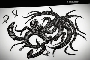 Scorpion, lightning, 9 realms, tattoo idea
