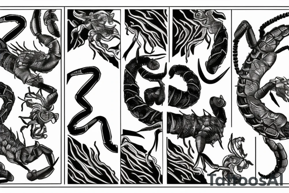 Scorpion, lightning, 9 realms, tattoo idea