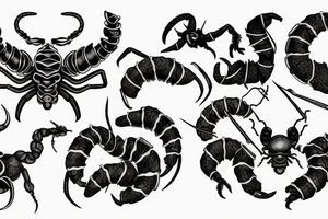 Scorpion, 9 realms, with listening in the background tattoo idea