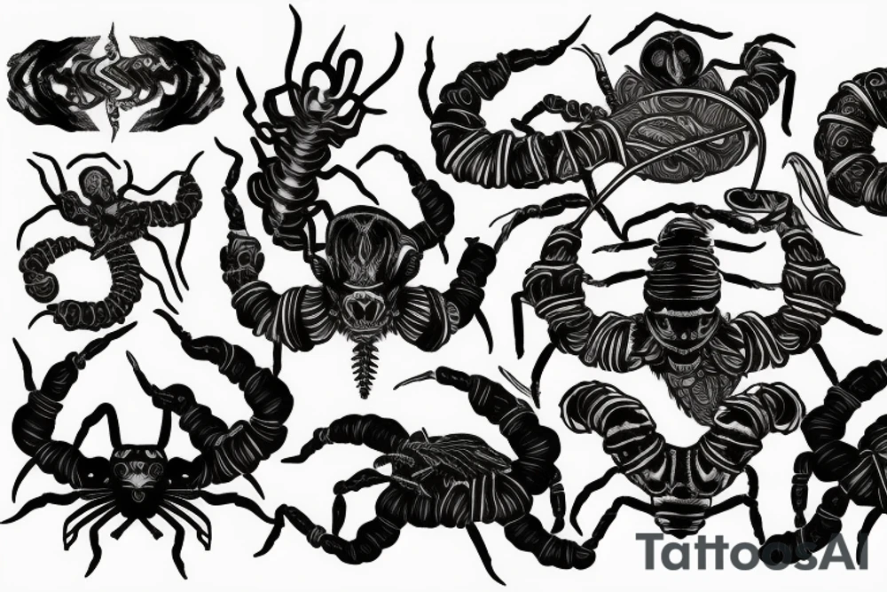Scorpion, 9 realms, with listening in the background tattoo idea Scorpion, 9 realms, with listening in the background tattoo idea