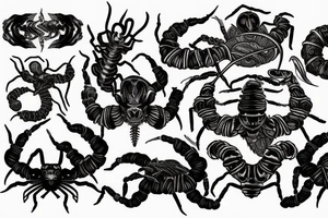 Scorpion, 9 realms, with listening in the background tattoo idea