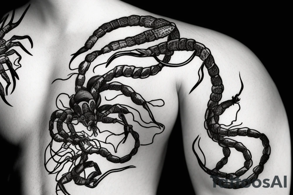 Scorpion with lightning in the background tattoo idea Scorpion with lightning in the background tattoo idea