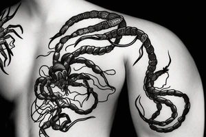 Scorpion with lightning in the background tattoo idea