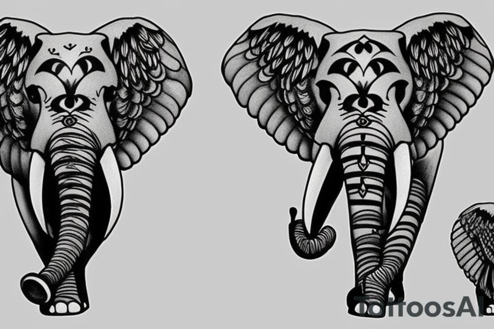 Passed mum as angel walking with elephant tattoo idea