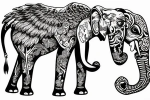 Passed mum as angel walking with elephant tattoo idea