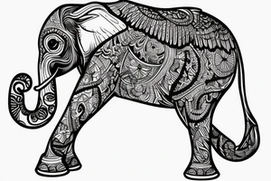 Passed mum as angel walking with elephant tattoo idea