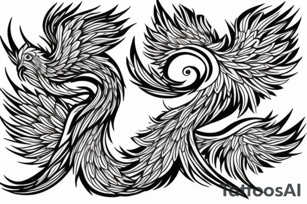 A long tailed beautiful phoenix tattoo idea