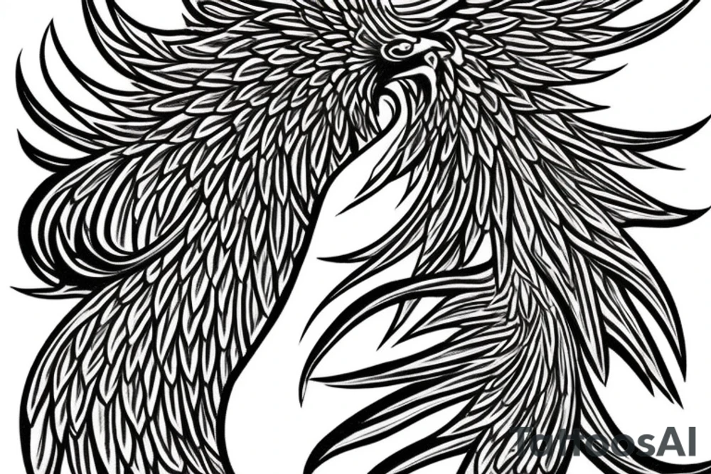 A long tailed beautiful phoenix tattoo idea
