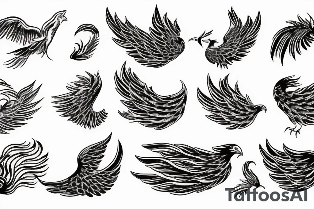 A delicate phoenix with no feather tattoo idea