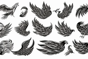 A delicate phoenix with no feather tattoo idea