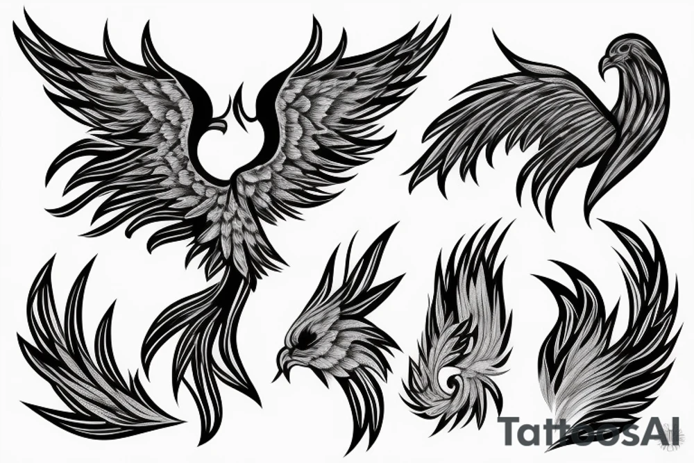 A delicate phoenix with no feather tattoo idea