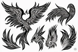 A delicate phoenix with no feather tattoo idea