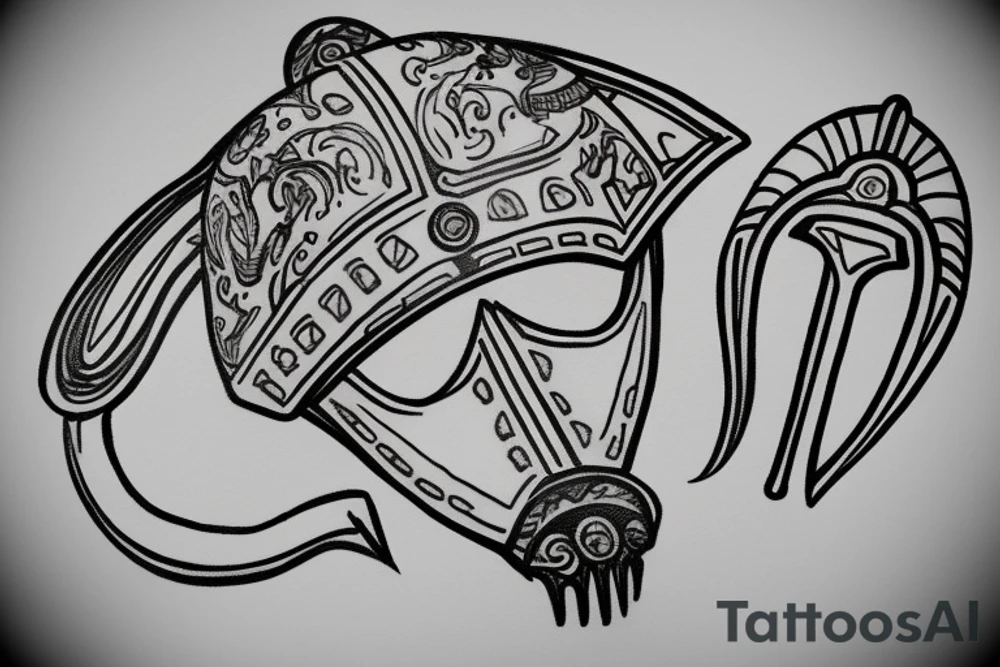 Achilles helmet in the sand tattoo idea
