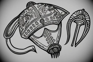 Achilles helmet in the sand tattoo idea