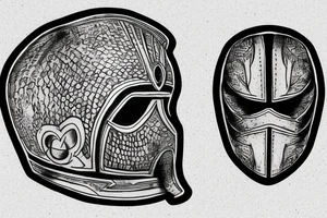 Achilles helmet in the sand tattoo idea