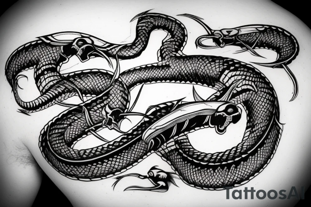 Femur bone surrounded by Cobra. Similar to medicine symbol tattoo idea