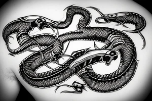 Femur bone surrounded by Cobra. Similar to medicine symbol tattoo idea