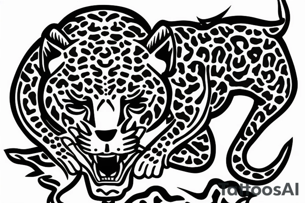 jaguar with knife through it tattoo idea