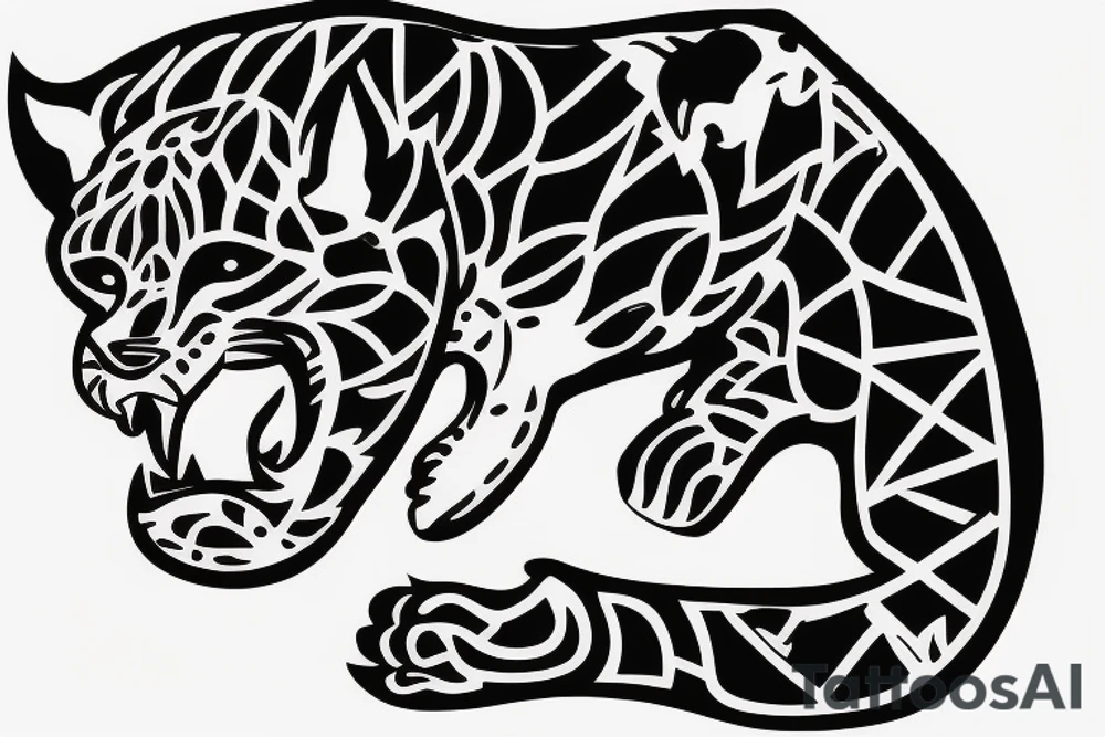 jaguar with knife through it tattoo idea